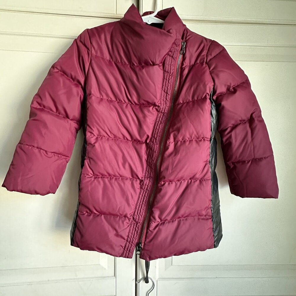 Vince Puffer Coat Jacket Girls 4 Asymmetrical Red Rosewood Down Winter‎ Jacket